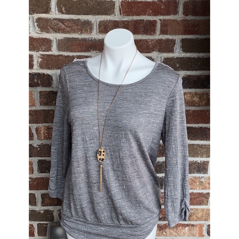 Grey Top with Lace Back